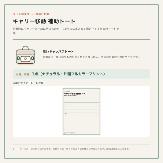 キャリー移動 補助トート（黒いキャンバストート）