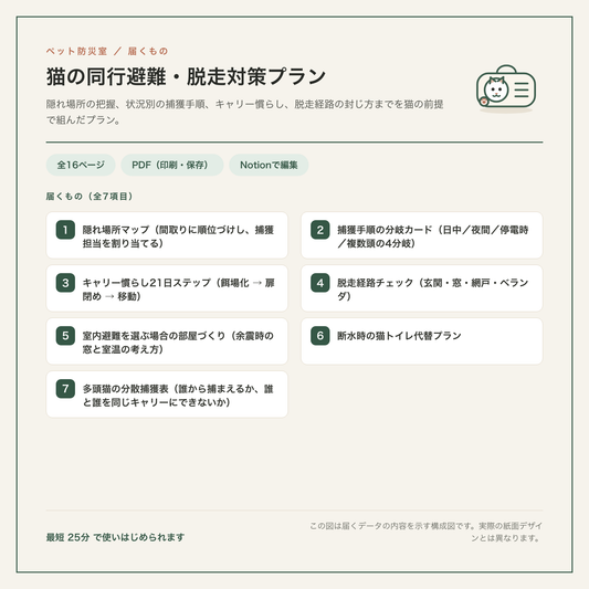猫の同行避難・脱走対策プラン 構成図